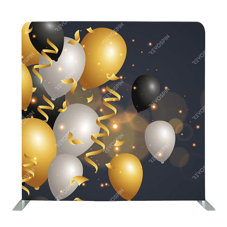 Black and Gold Balloon Tension Backdrop