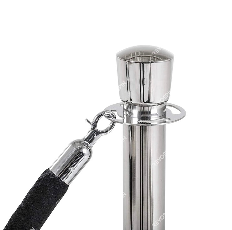 US Weight Premier Chrome Post and Black Velvet Rope Crowd Control Stanchions