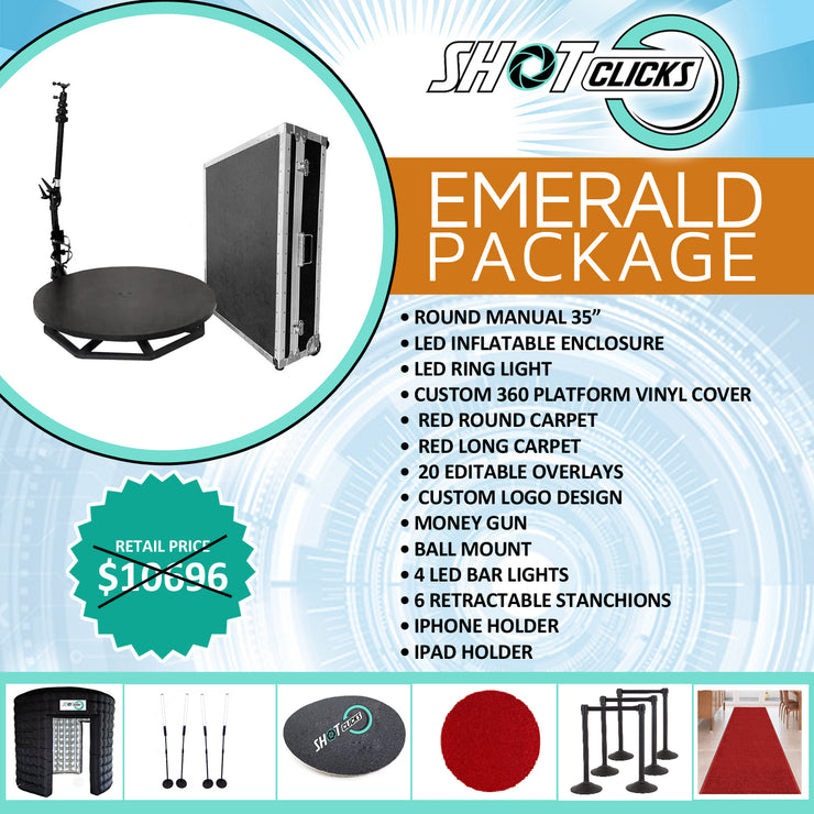 EMERALD PACKAGE - Manual 35” 360 Photo Booth Emerald Package